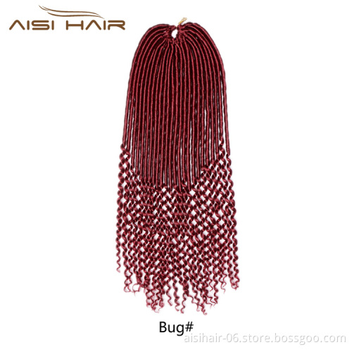 Aisi Hair Goddess Faux Locs Crochet Braids Hair Extensions Synthetic Curly End Faux Locks Braids Hairpieces for Black Women